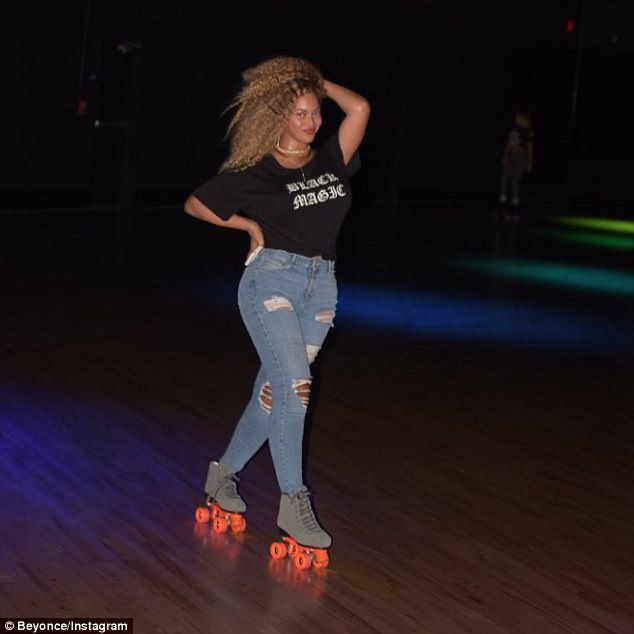 Roller girl: Earlier in the week, Beyonce and husband Jay-Z went on a date to a skating rink, which yielded a multitude of photos of the Super Bowl Halftime Show star