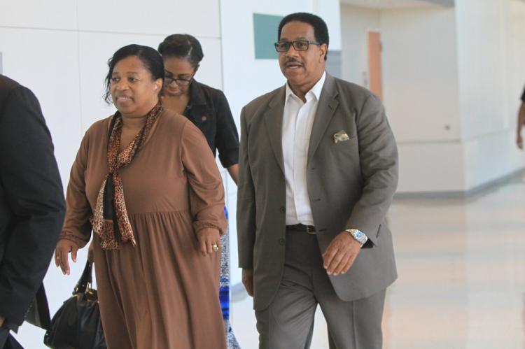 Deborah (left) and William Sutton, parents of murdered Angelikque Sutton, at State Supreme Court in the Bronx, where Mr. Sutton testified against her alleged murdered, Ashleigh Wade.