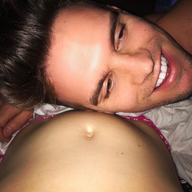 Gaz Beadle shared a picture of himself lying on pregnant Emma McVey's naked baby bump