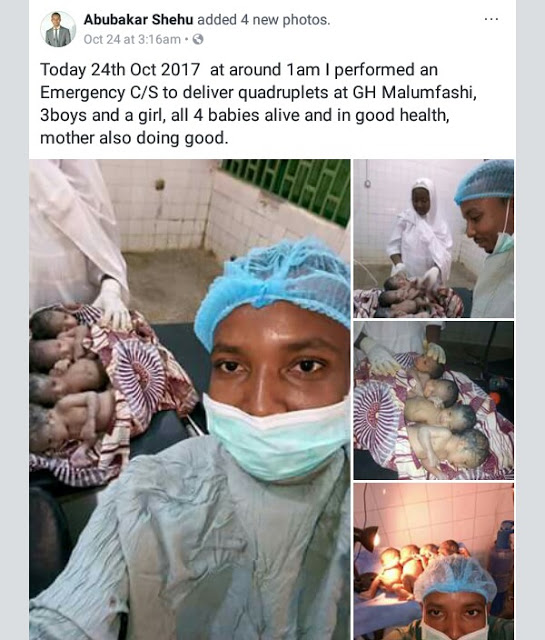 Photos: Woman gives birth to quadruplets in Katsina State