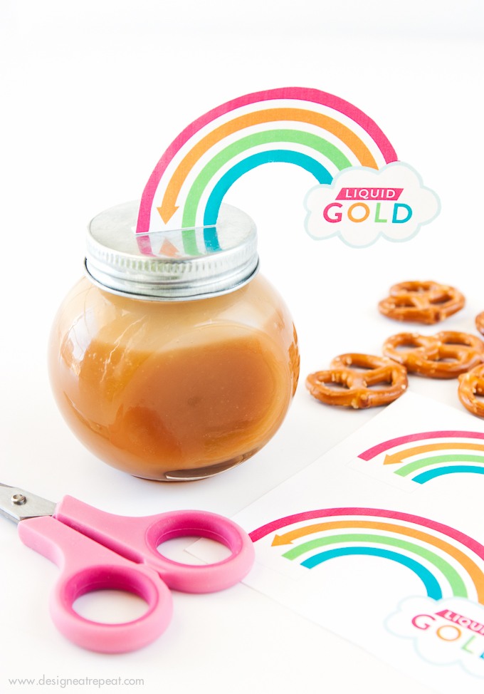 Attach-these-printable-rainbow-labels-to-homemade-jars-of-caramel-sauce-for-a-fun-St.-Patricks-Day-gift-idea