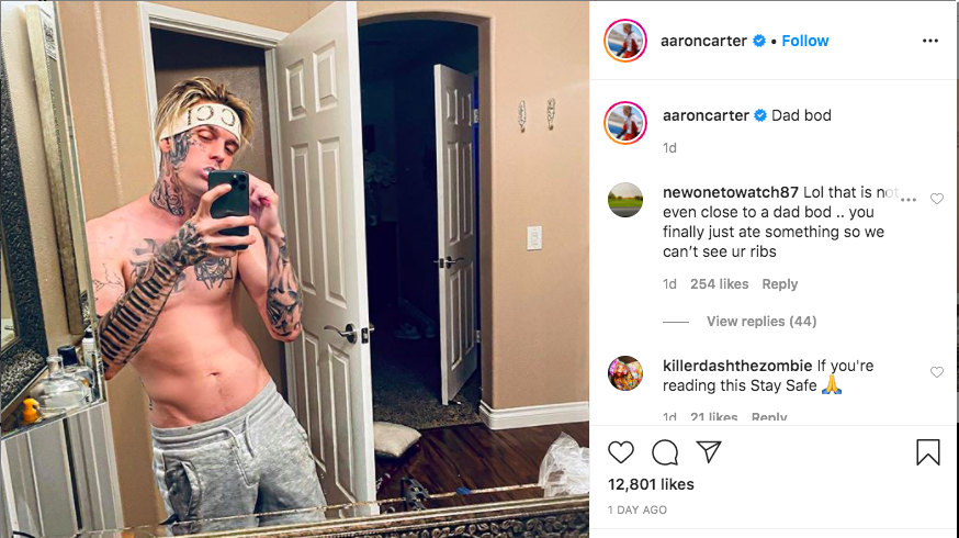 Aaron Carter Shows Off 'Dad Bod' After Announcing Girlfriend's Pregnancy