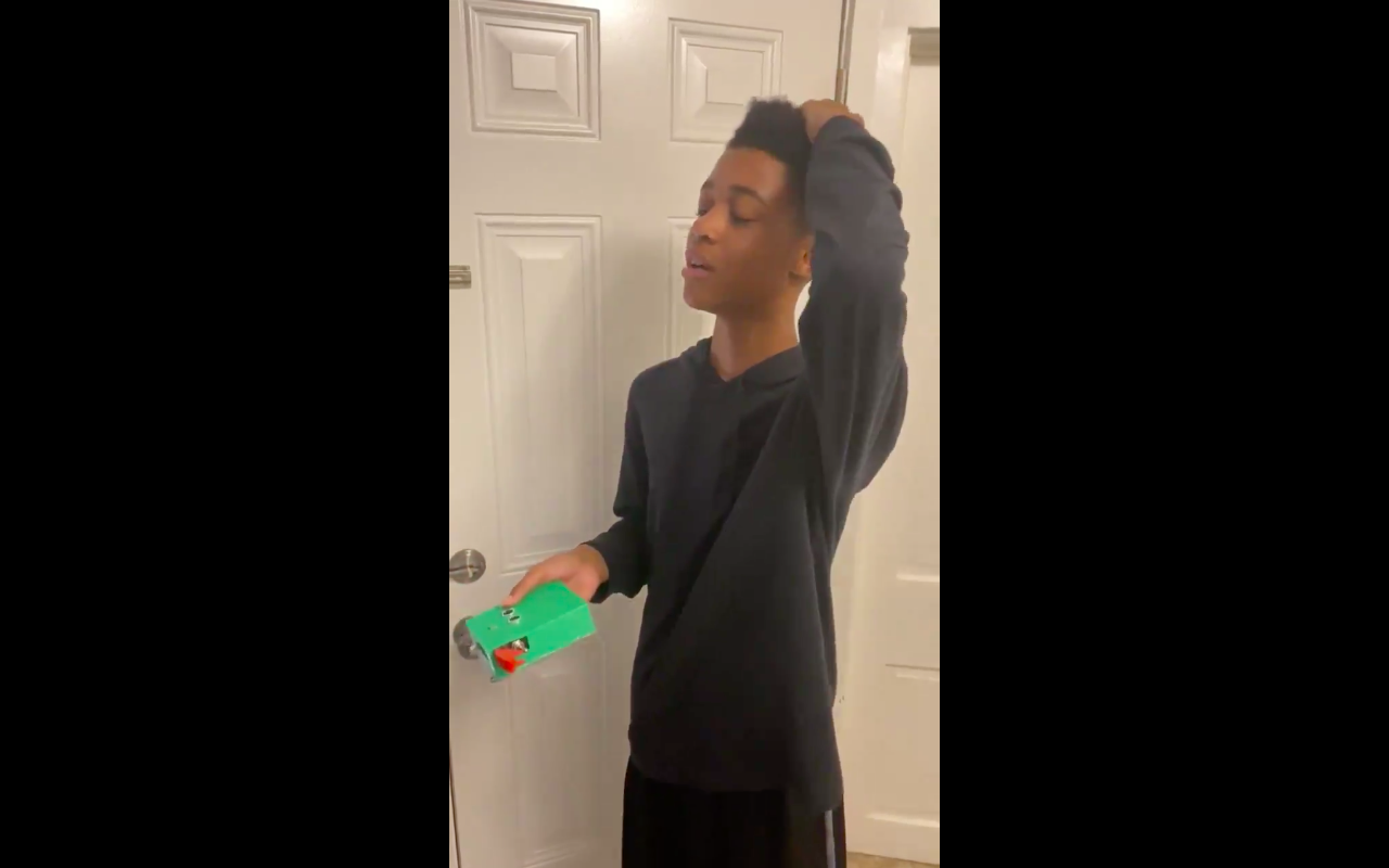 Proud dad shares 12-year-old son's invention that promotes social distancing