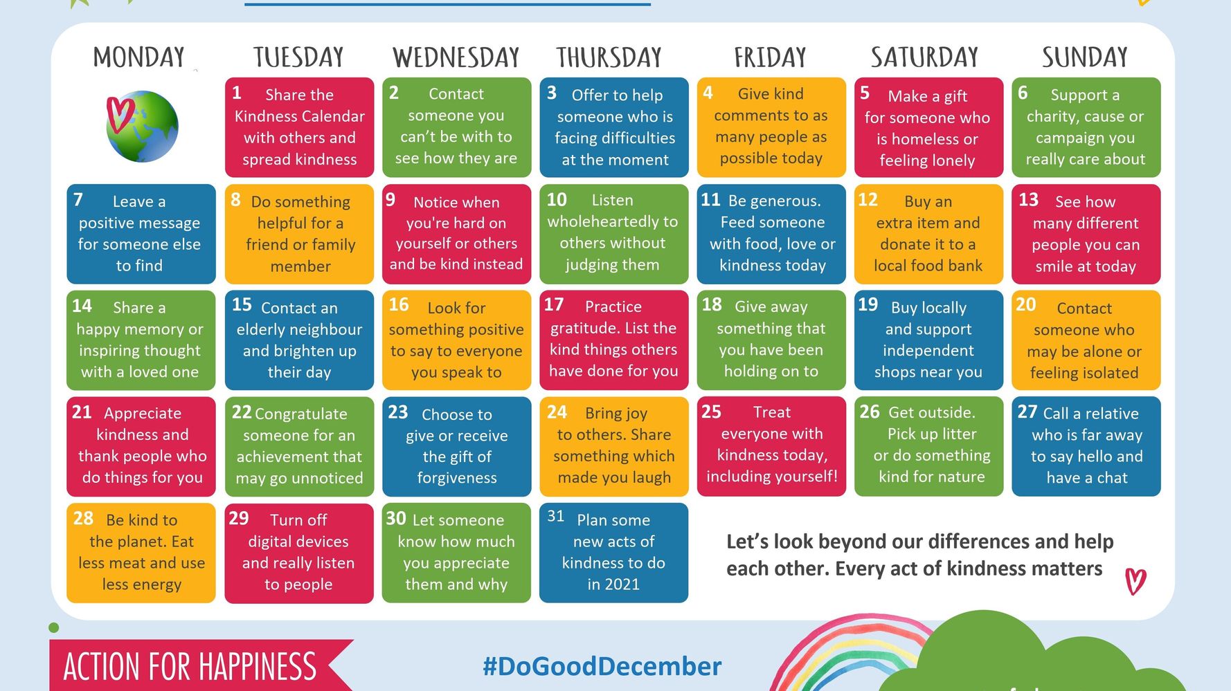 Count Down The Days To Christmas With This Kindness Calendar