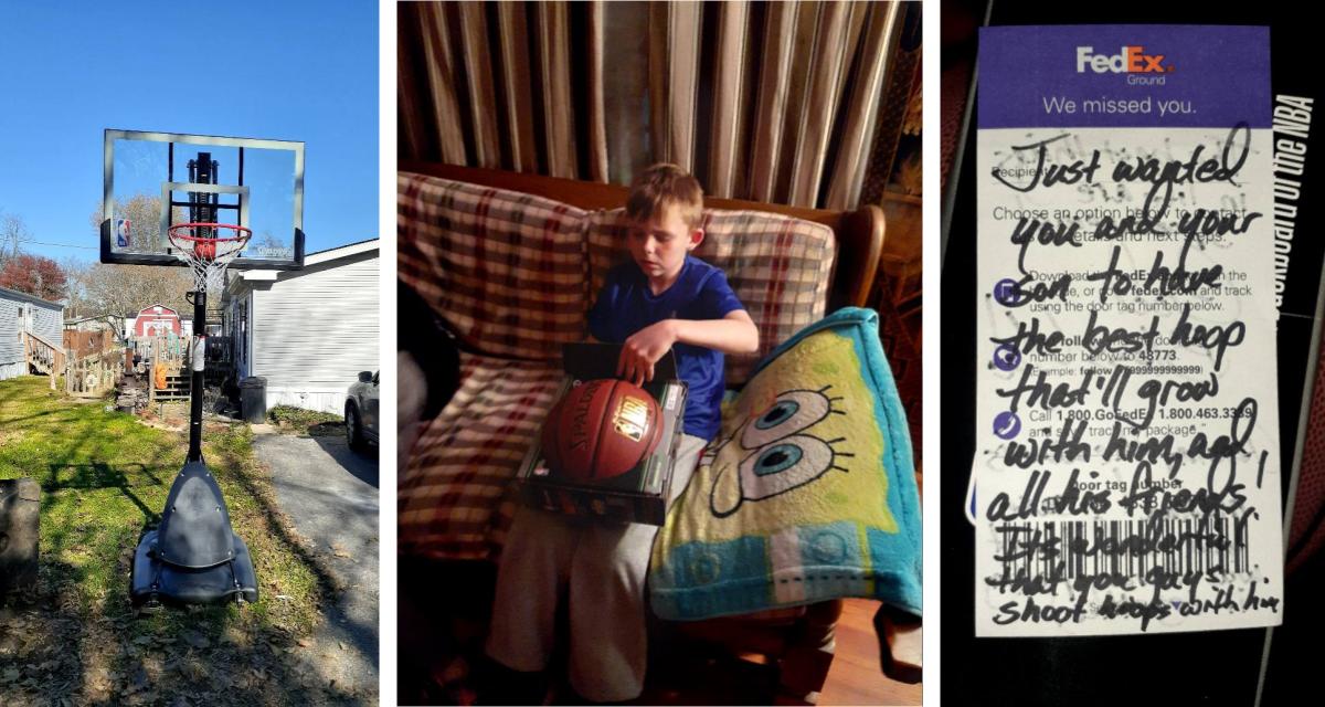 FedEx Driver Gives Basketball Hoop to Young Boy, Restoring Mom's Faith in Humanity