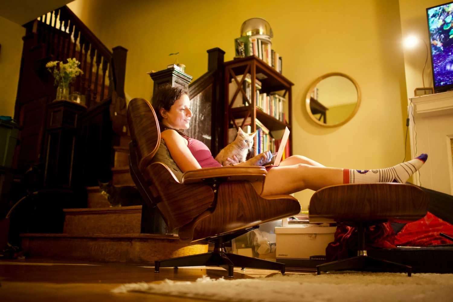 lady with kitten on lap