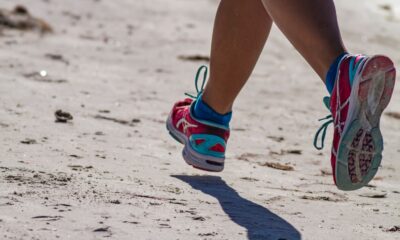 pink running shoes