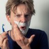 man with shaving cream