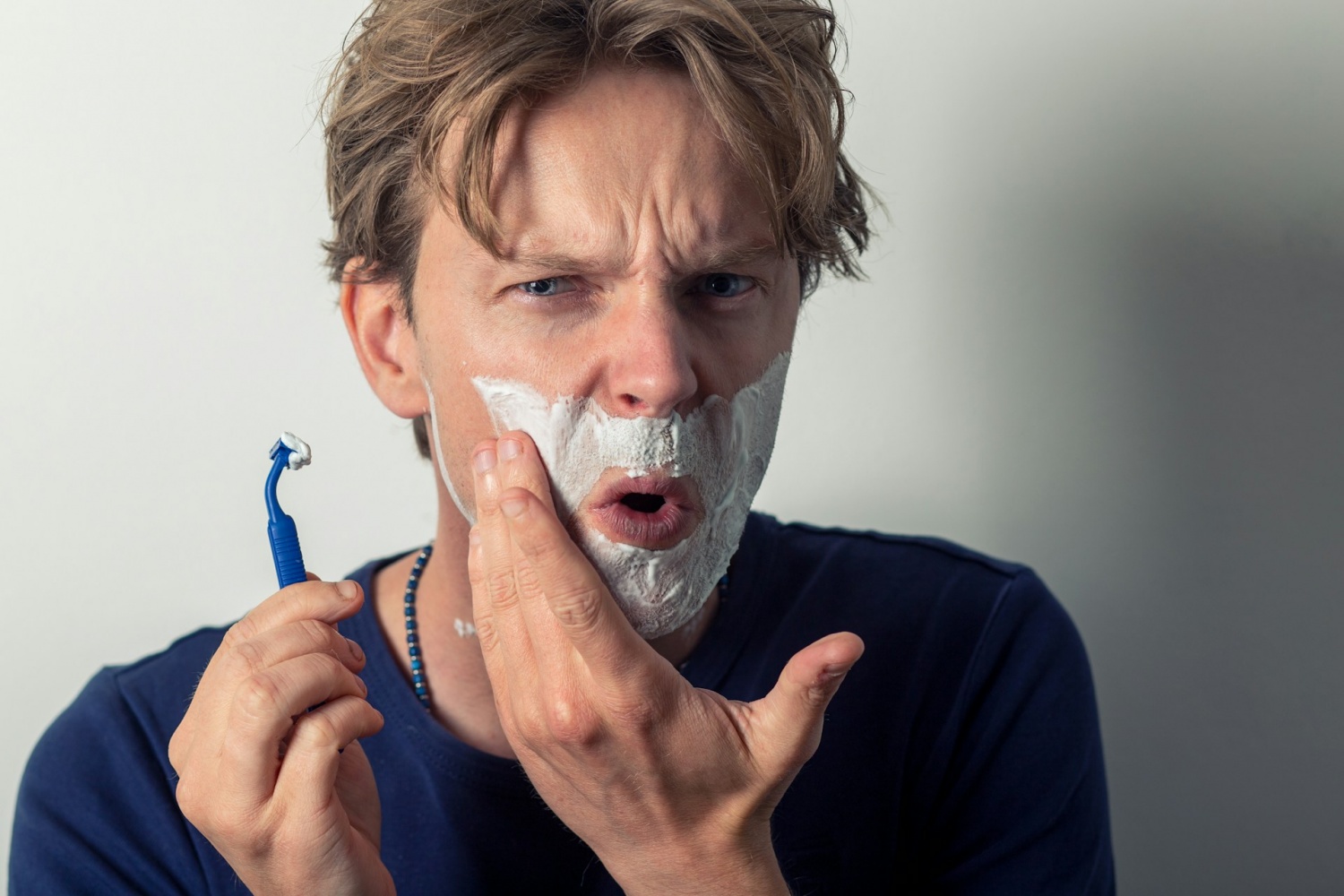 man with shaving cream